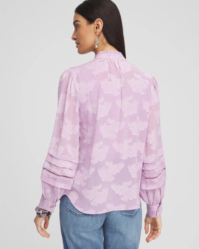 Textured Jacquard V-Neck Blouse - image 3